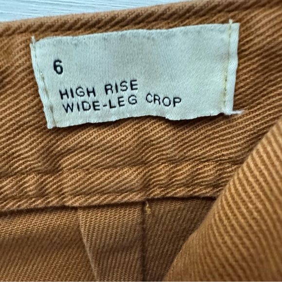 Gap Womens 6 High Rise Wide Leg Crop Pants Brown Casual Chic Stretch - Picture 8 of 10